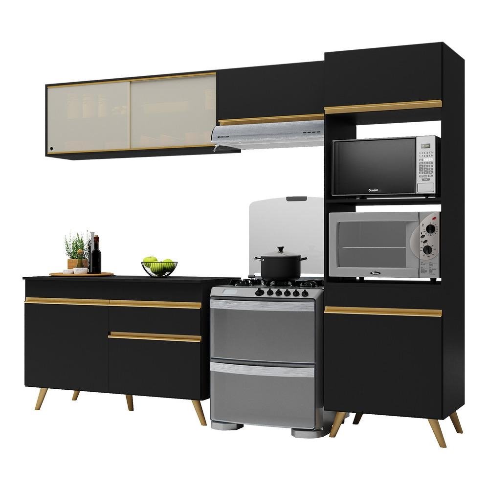 Armario de Cozinha Compacta 4 pecas MP3692 Veneza GB Multimoveis Preta