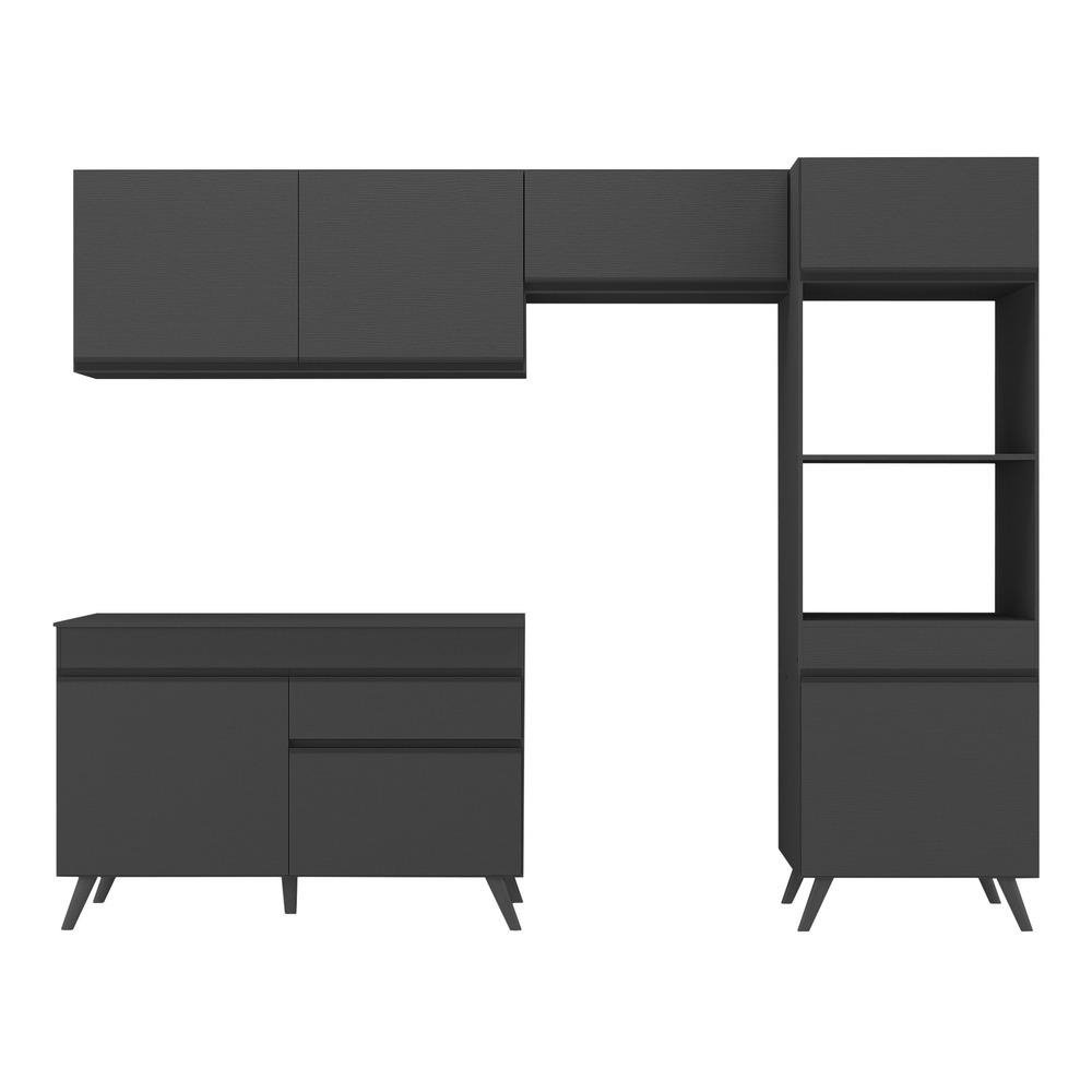 Armario de Cozinha Compacta 4 pecas MP3693.895 Veneza Multimoveis Preto