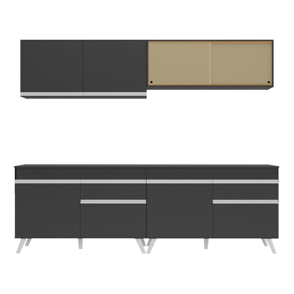 Armario de Cozinha Compacta 4 pecas MP3696.898 Veneza Multimoveis Preto