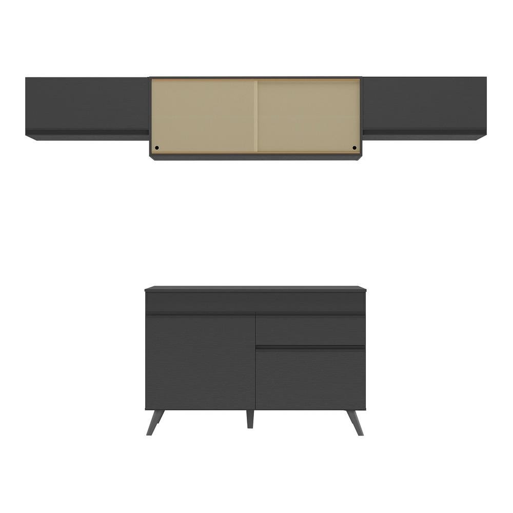 Armario de Cozinha Compacta 4 pecas MP3698.895 Veneza Multimoveis Preto