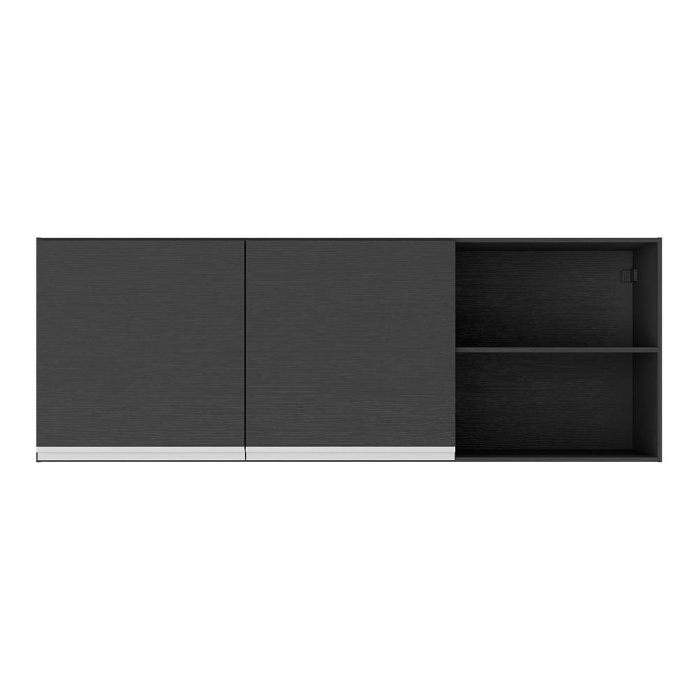 Armario de Cozinha Aereo 150 cm 2 Portas Veneza Multimoveis MP3741.898 Preto/Branco