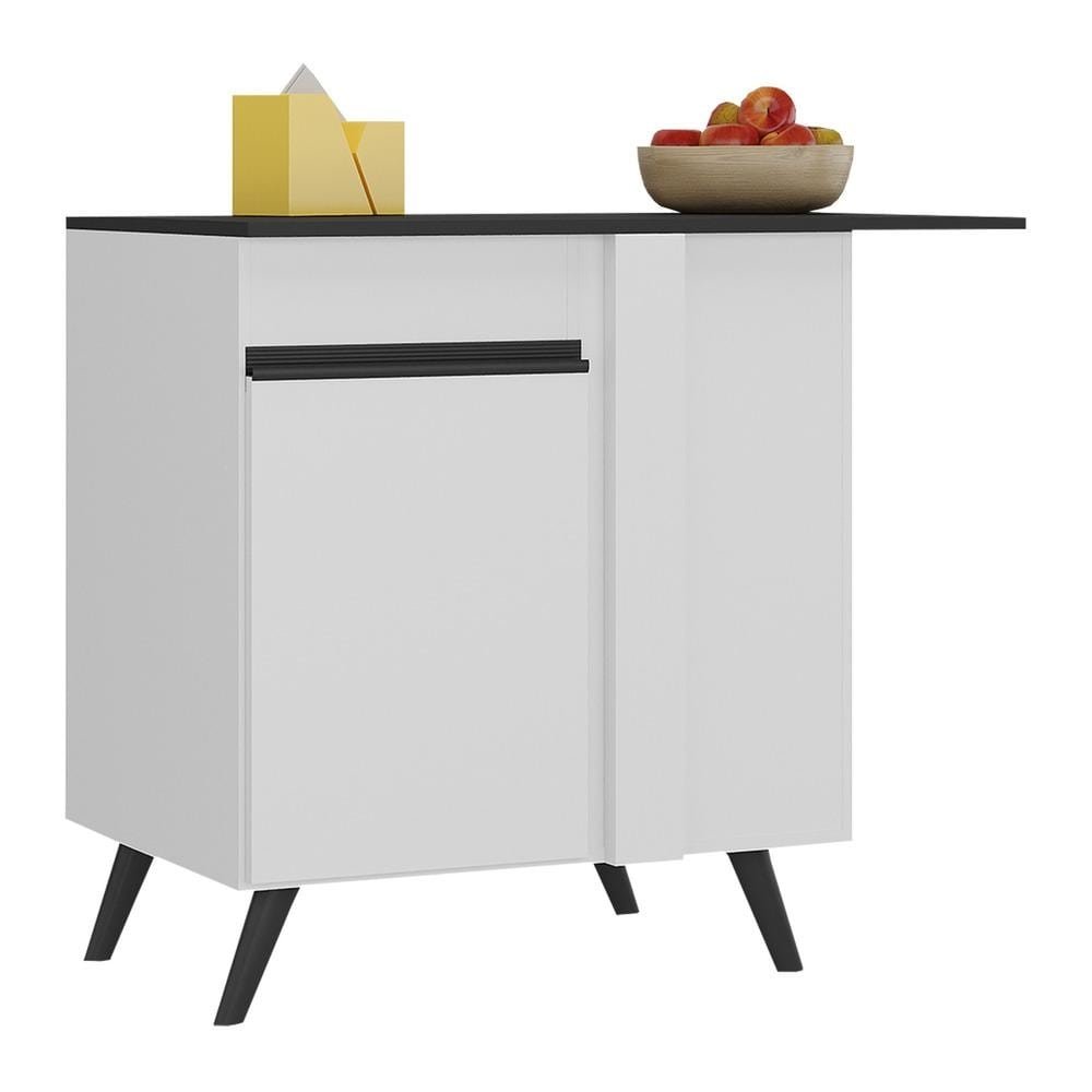 Balcao Cozinha de Canto 1 Porta Veneza Multimoveis MP3743.964 Branco/Preto