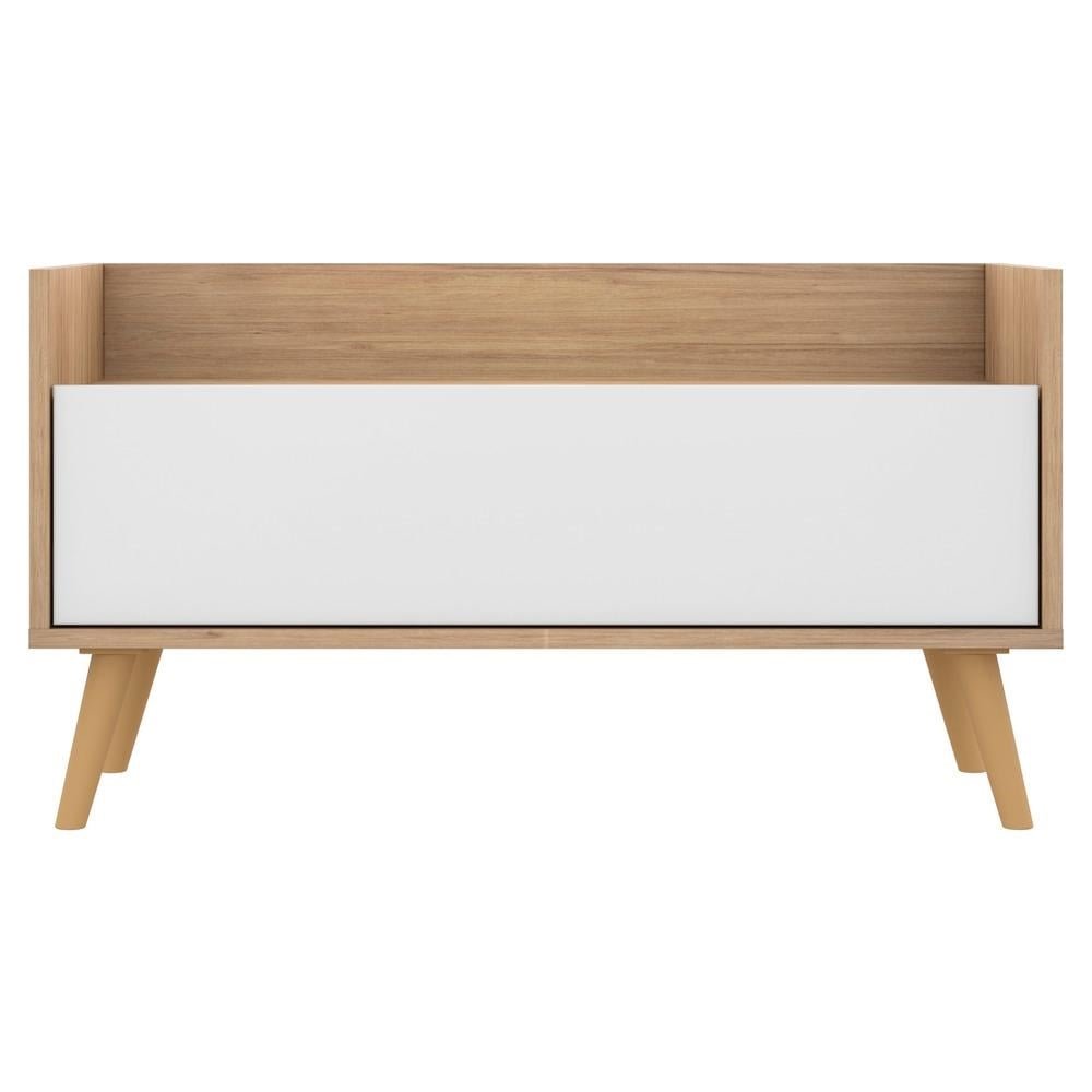 Mesa de Cabeceira 80 cm com Pes Retro Multimoveis Rustic/Branco/Natural