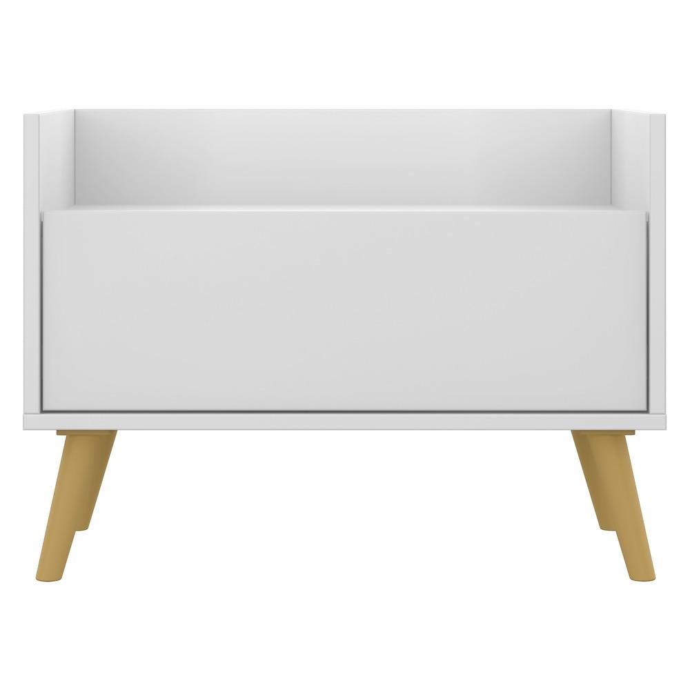 Mesa de Cabeceira 80 cm com Pes Retro Multimoveis Branca/Natural