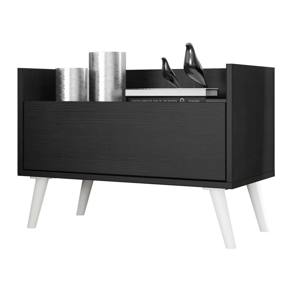 Mesa de Cabeceira 80 cm com Pes Retro Multimoveis Preta/Branca