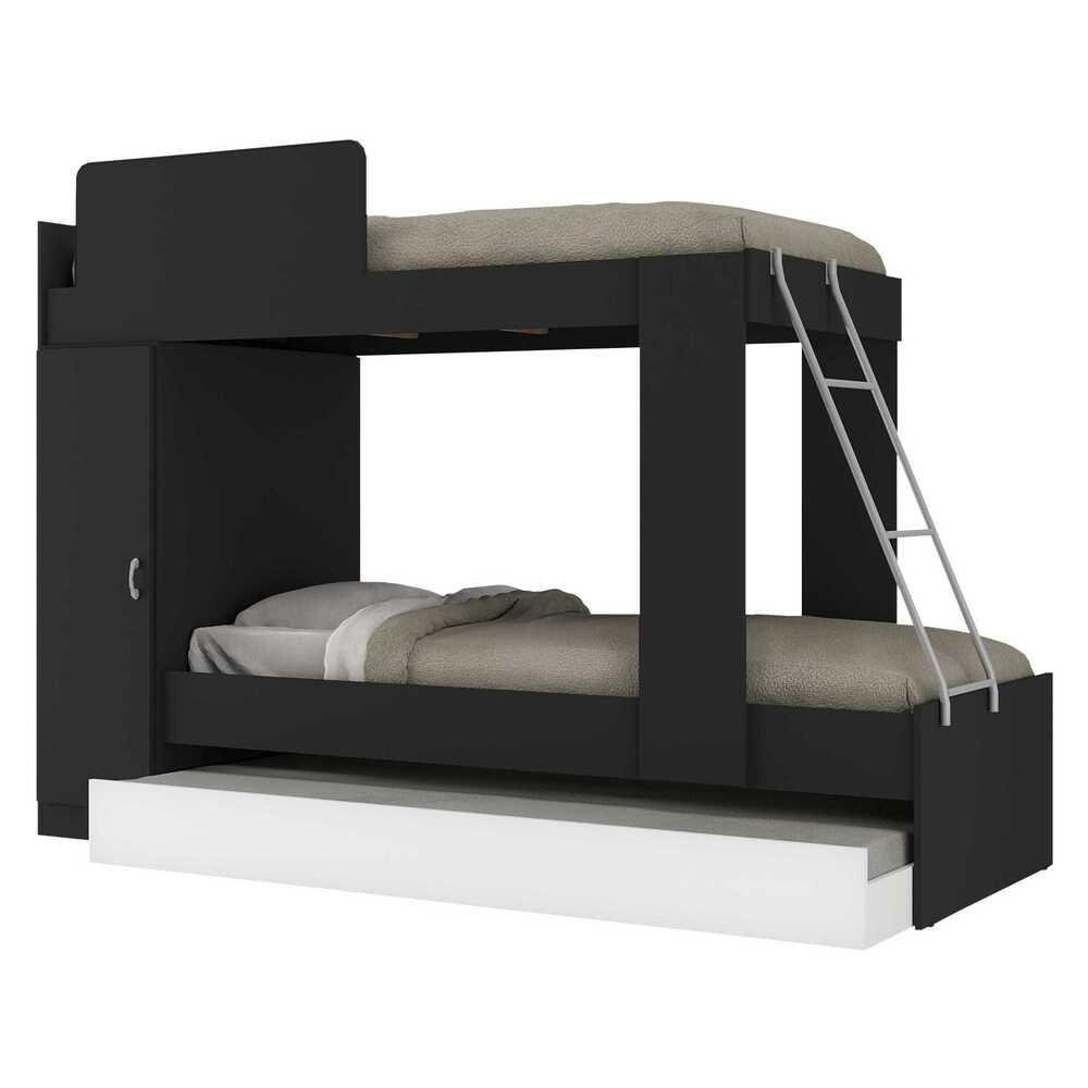 Treliche com Colchao Incluso 1 Porta Havana Multimoveis Preto/Branco
