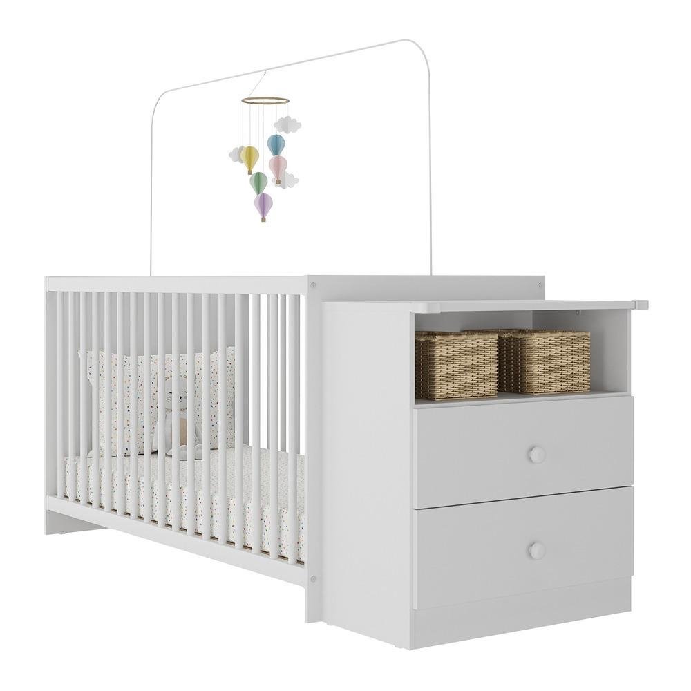 Berco Comoda com Colchao Incluso Meu Bebe Multimoveis Branco