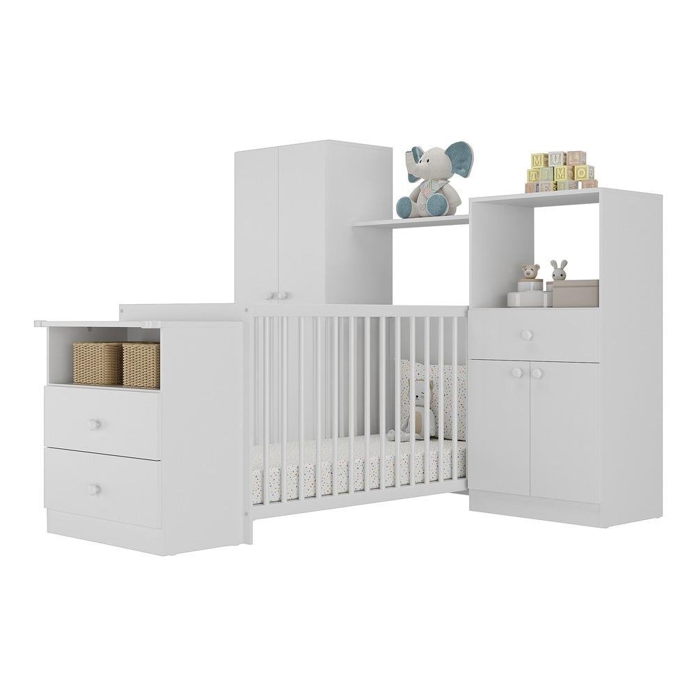Quarto Infantil com Berco Comoda Olivia Multimoveis Branco