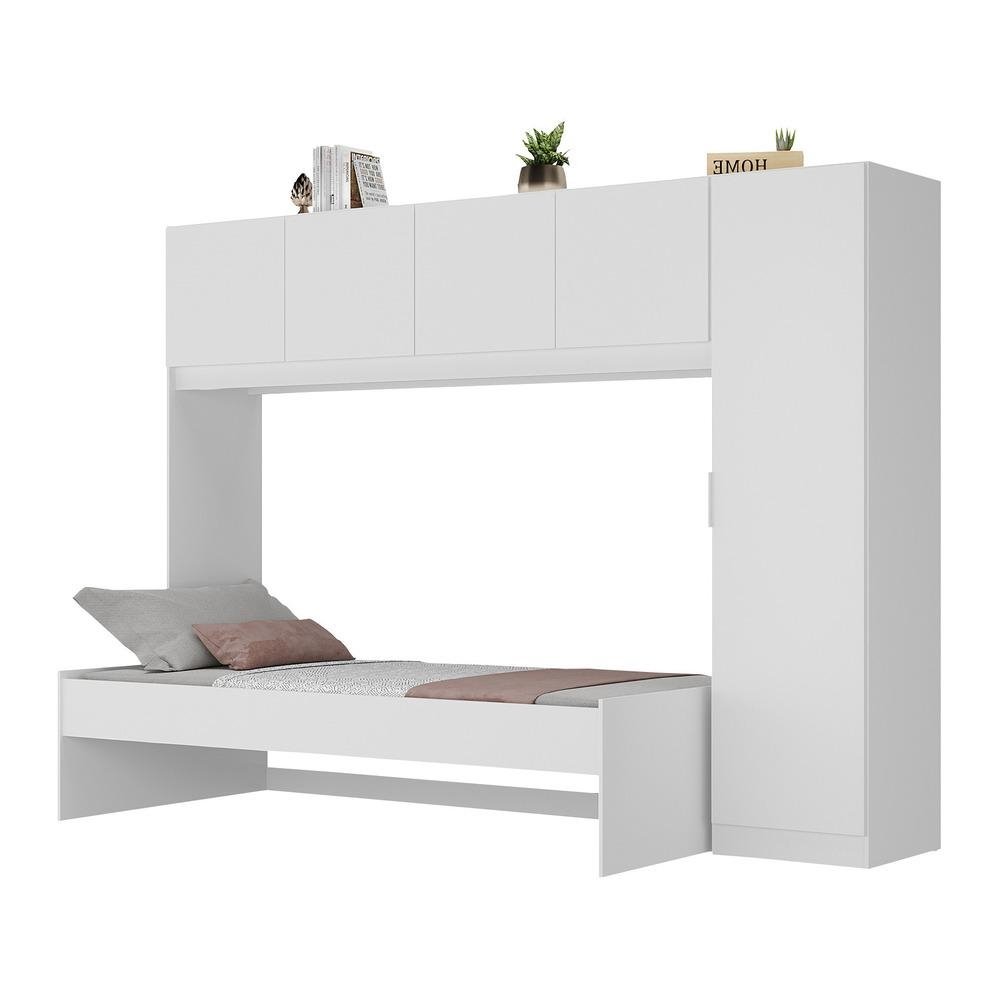 Cama de Solteiro com Guarda-Roupas Dublin Multimoveis MP4031 Branca