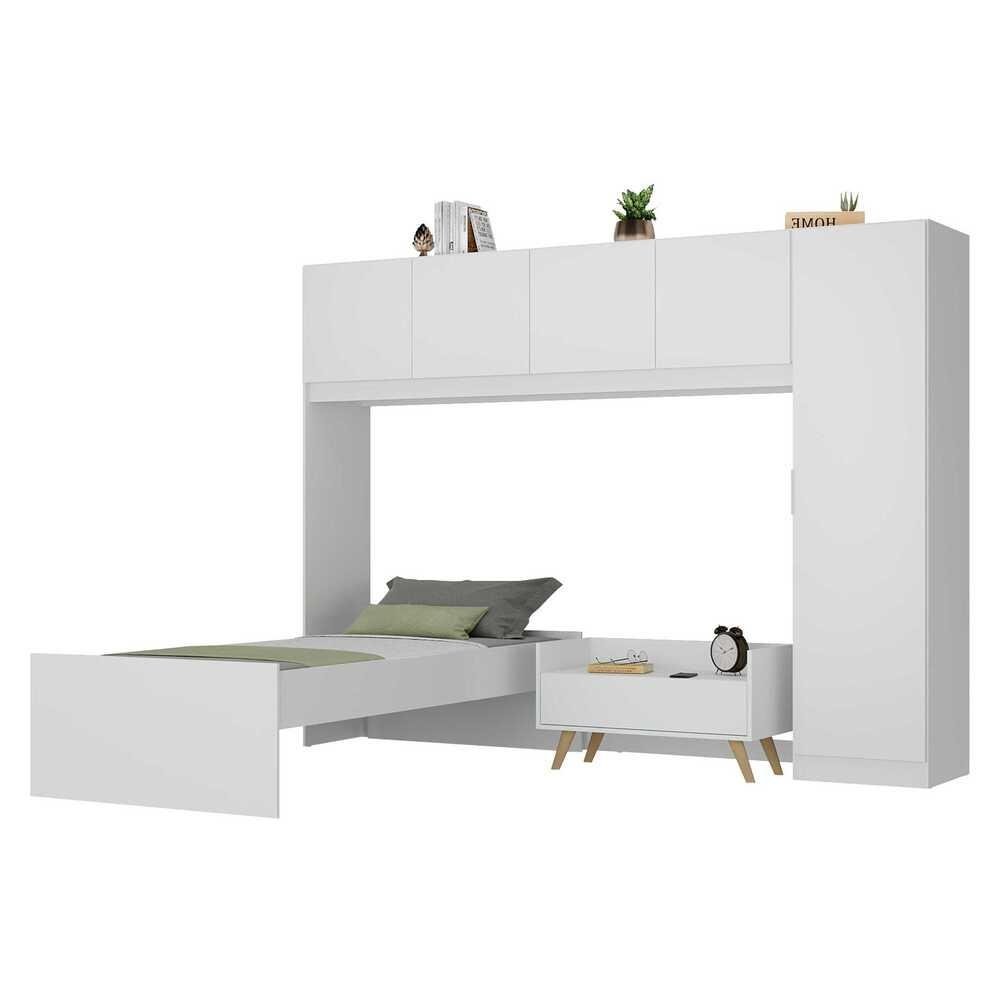 Cama de Solteiro com Colchao/Guarda Roupa/Mesa de Cabeceira Retro Dublin Multimoveis MP403