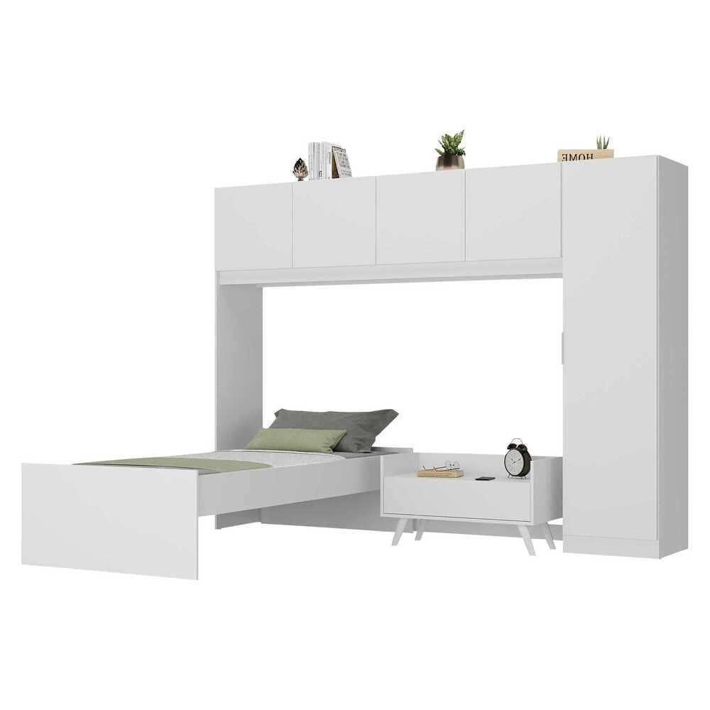 Cama de Solteiro com Colchao/Guarda Roupa/Mesa de Cabeceira Retro Dublin Multimoveis MP403