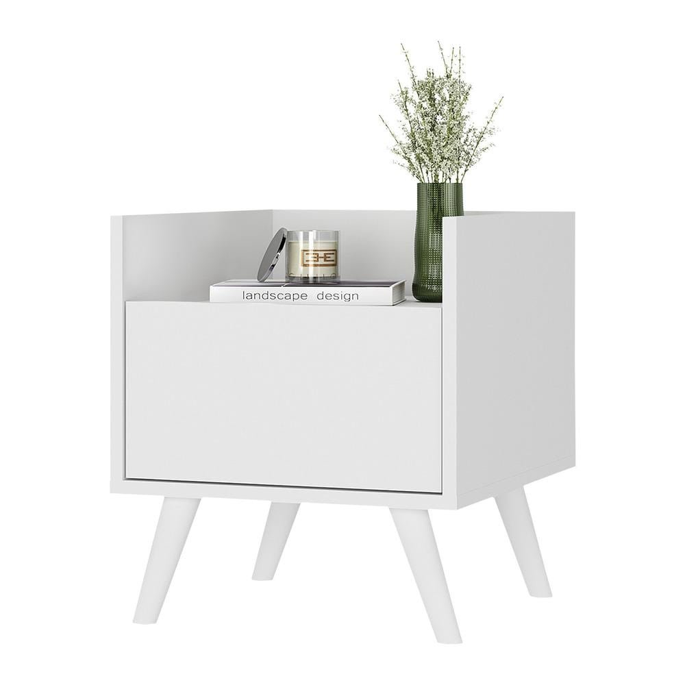 Mesa de Cabeceira 40 cm com Pes Retro Multimoveis MP4041 Branca