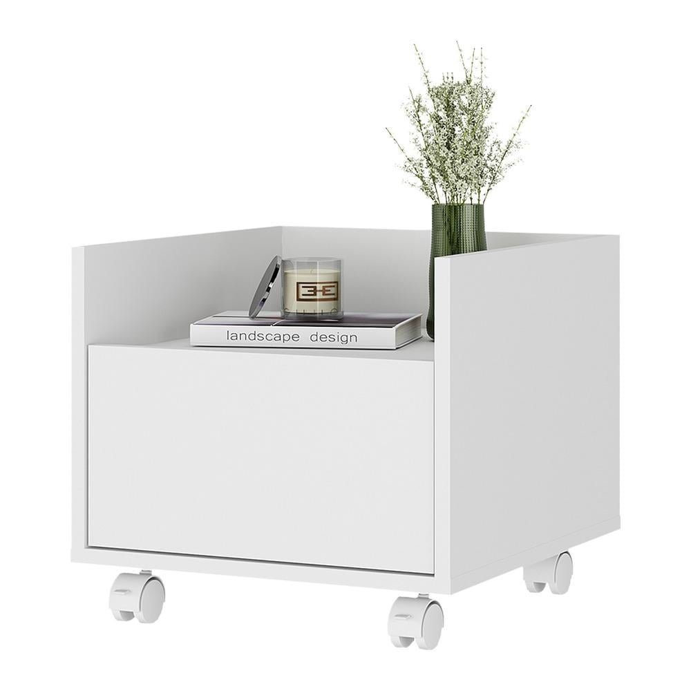 Mesa de Cabeceira 40 cm com Rodizios Multimoveis MP4042 Branca