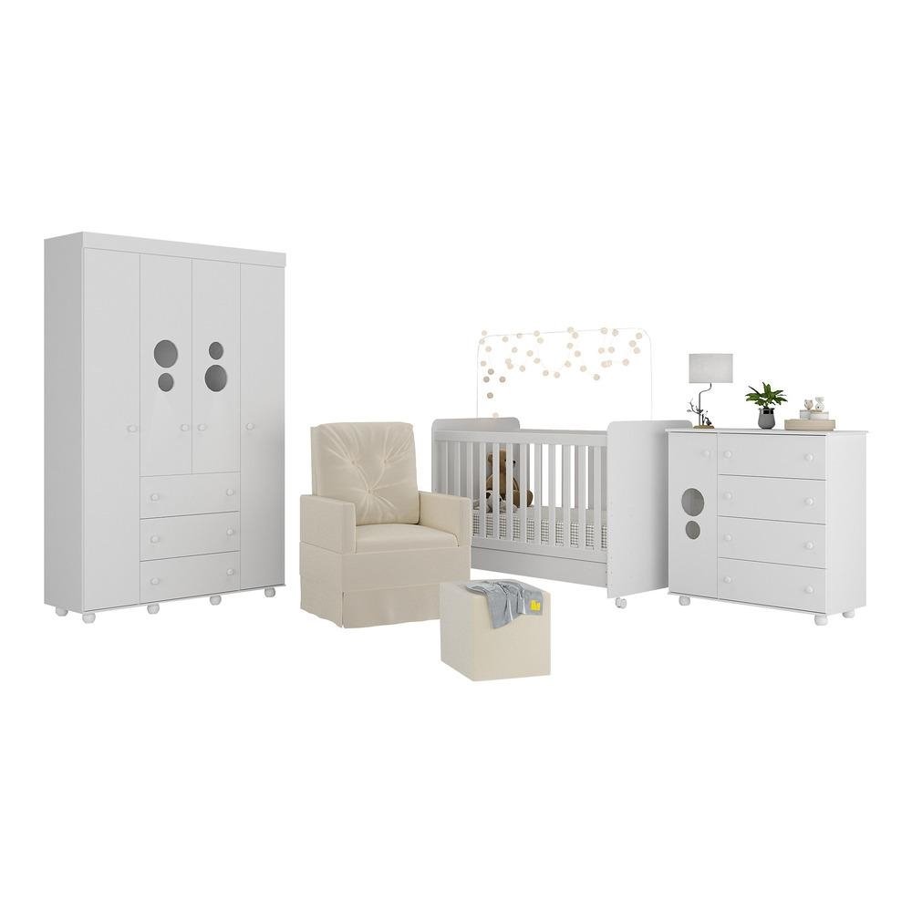 Quarto Completo com Poltrona de Amamentacao e Puff Pimpolho Multimoveis MP4079
