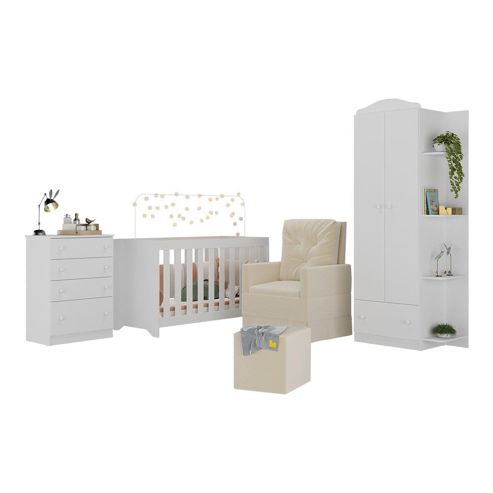 Quarto Infantil Completo com Poltrona de Amamentacao e Puff Multimoveis MP4080