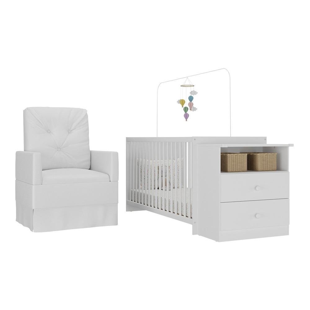 Berco Comoda com Colchao Incluso e Poltrona de Amamentacao Meu Bebe Multimoveis MP4096