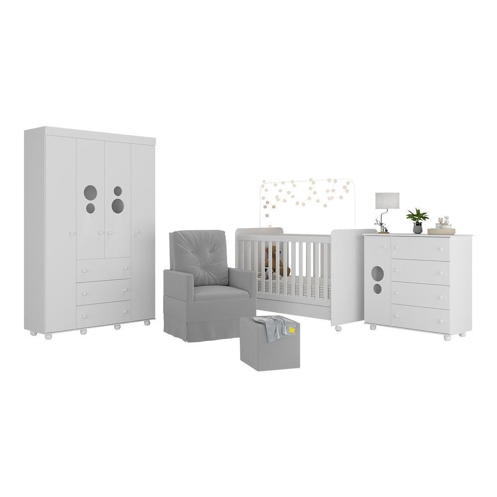 Quarto Completo com Colchao, Poltrona de Amamentacao e Puff Pimpolho Multimoveis MP4103