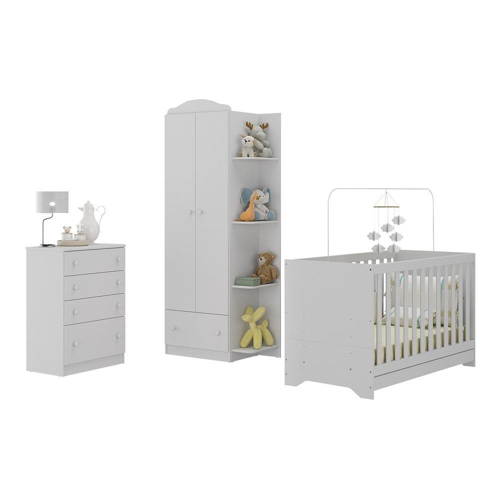 Quarto Bebe Completo Berco 3x1 c/ Colchao Multimoveis MP4163