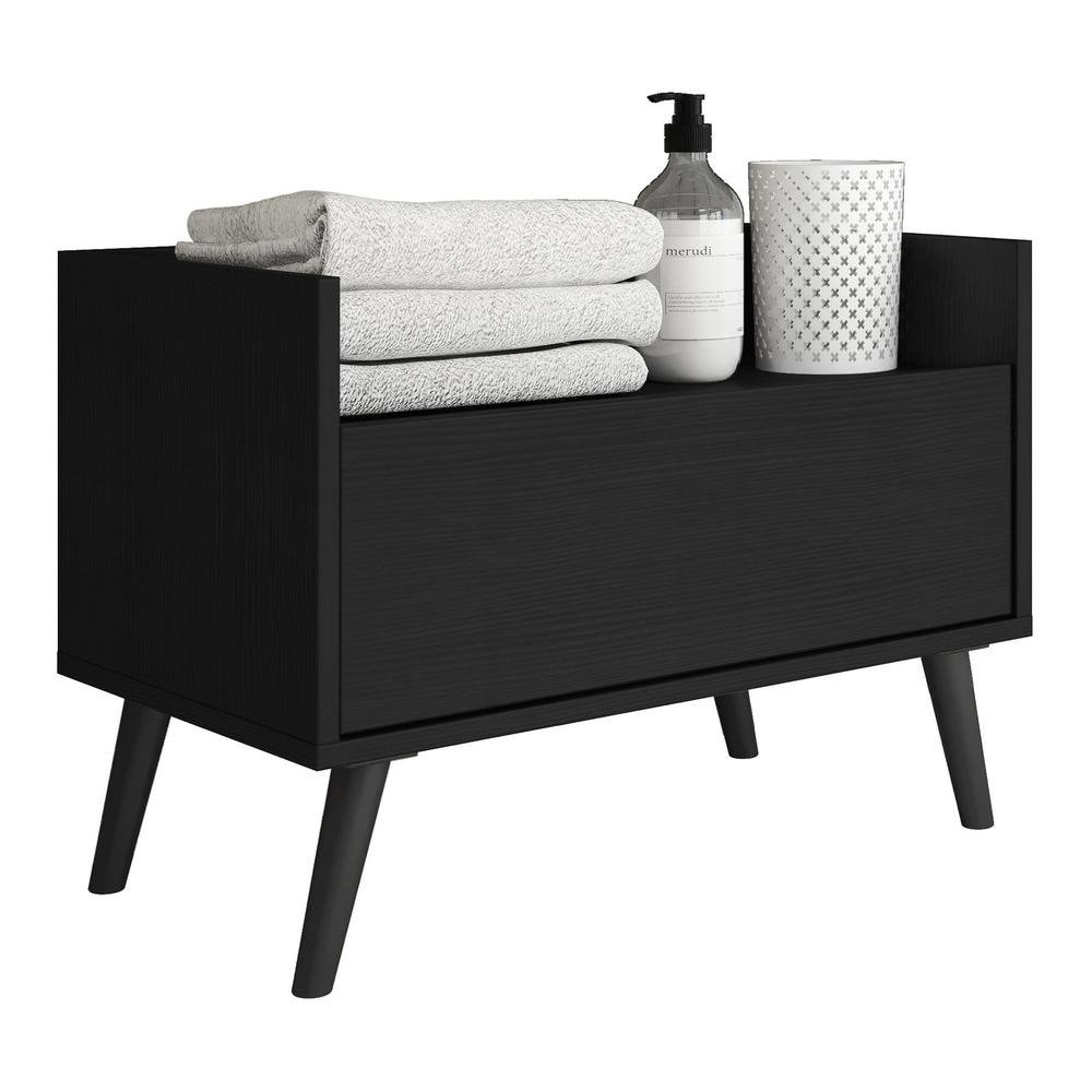 Gabinete Armário Banheiro 80 cm com Pés Retrô Multimóveis Preto