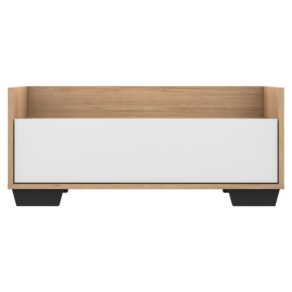 Gabinete Armário Banheiro 80 cm com Pés Quadrados Multimóveis Rustic/Branco/Preto