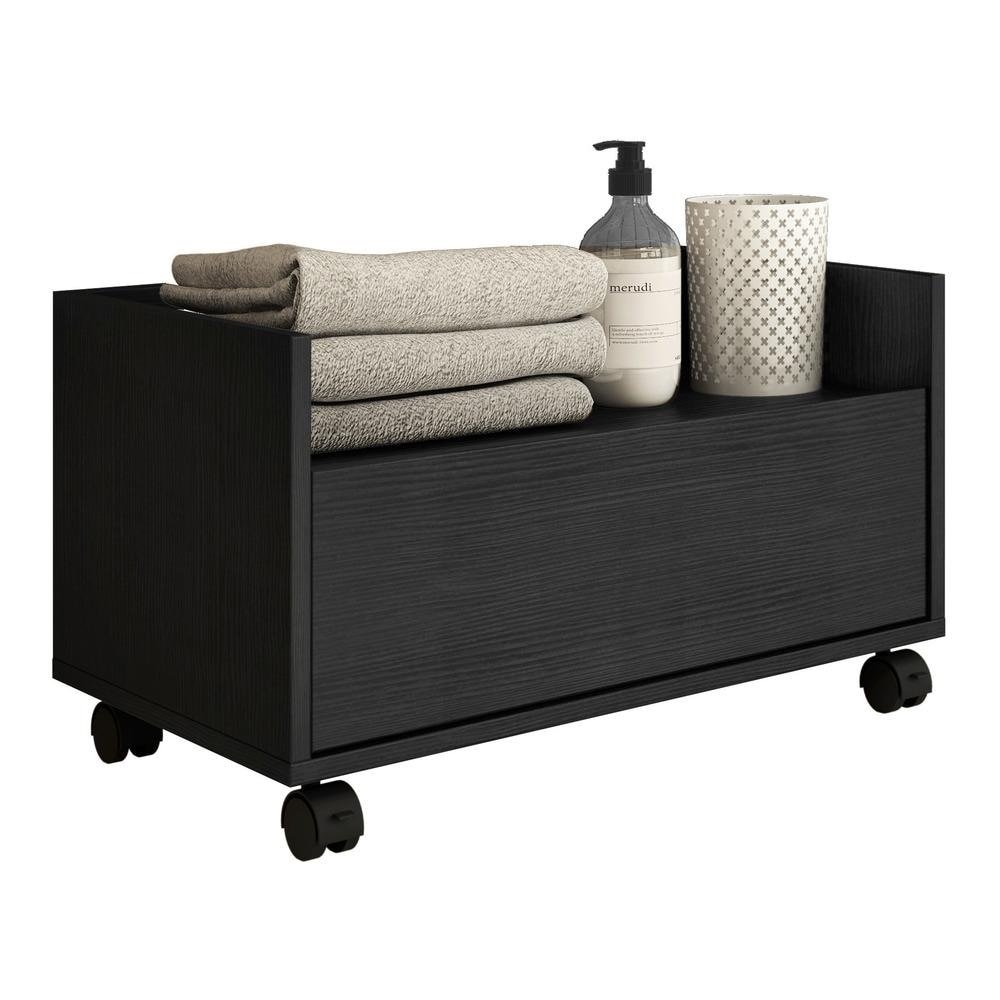 Gabinete Armário Banheiro 80 cm com Rodízios Multimóveis Preto