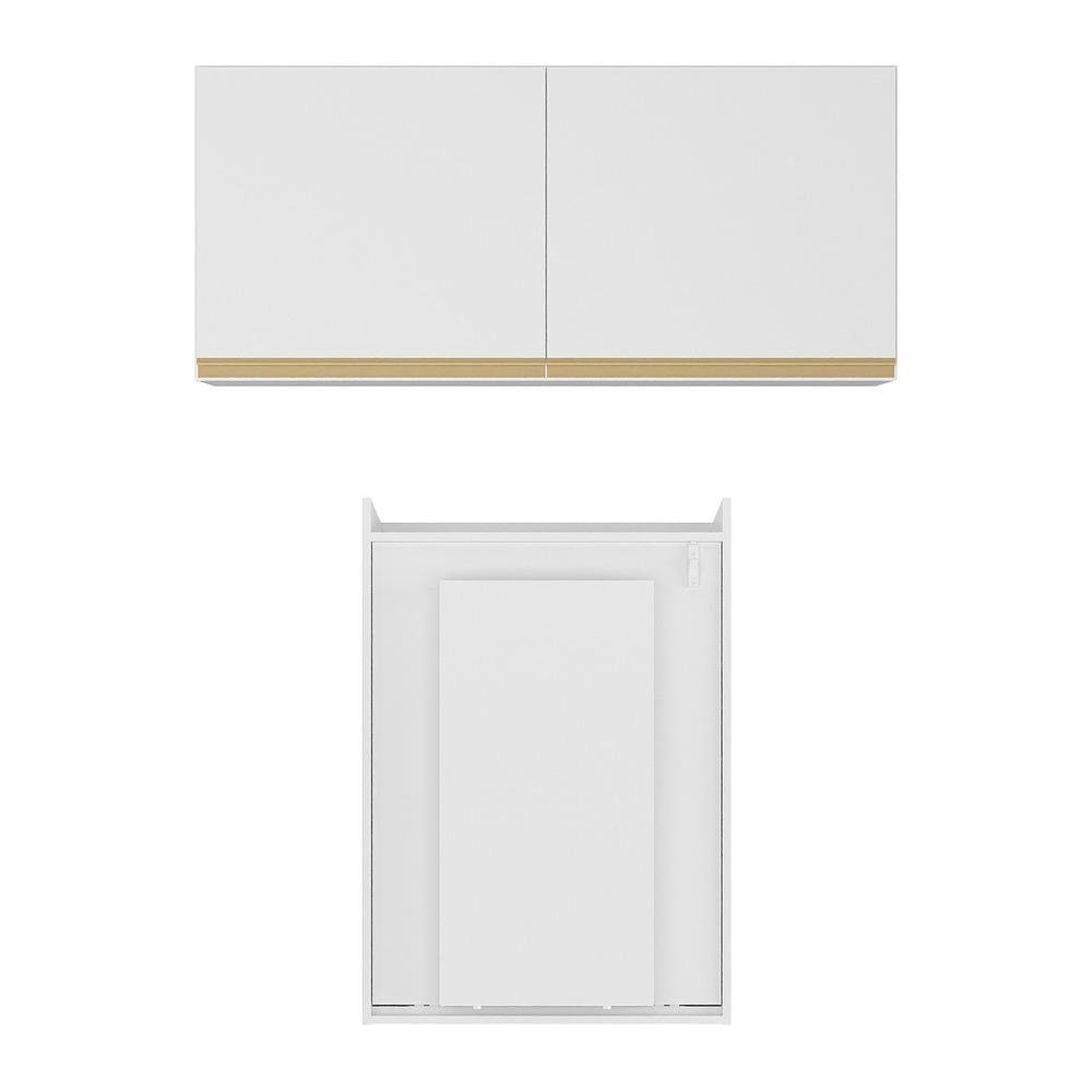 Conjunto Lavanderia Multiuso Armario e Mesa Dobravel Multimoveis MP5018 Branco