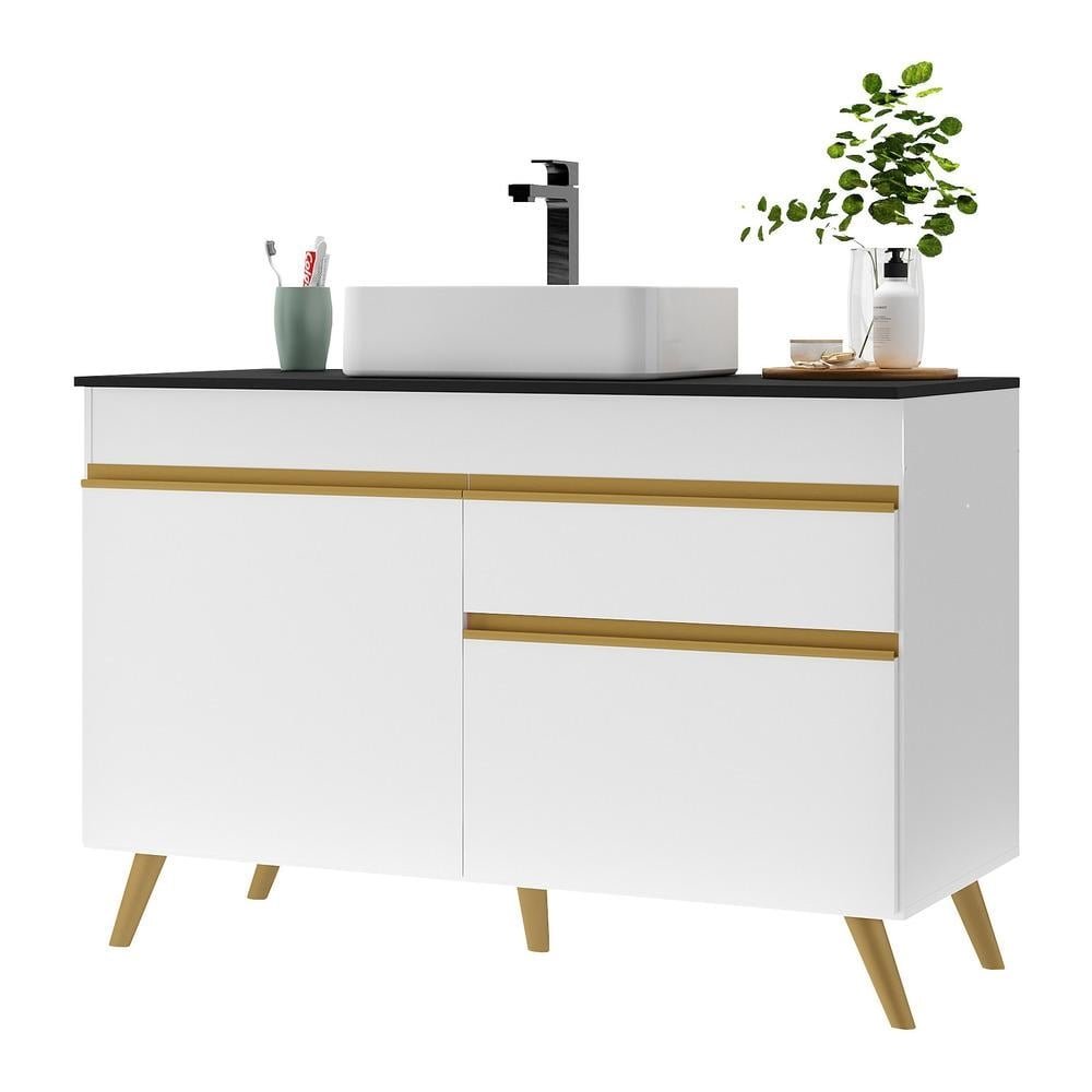 Gabinete Banheiro 2 Portas e 1 Gaveta Retrô 120cm Multimóveis MP5025 Branco