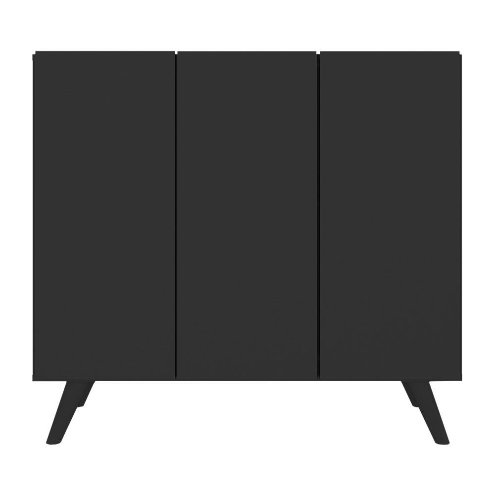 Armario Lavanderia Retro com 3 Portas 90 cm Multimoveis MP5033 Preto