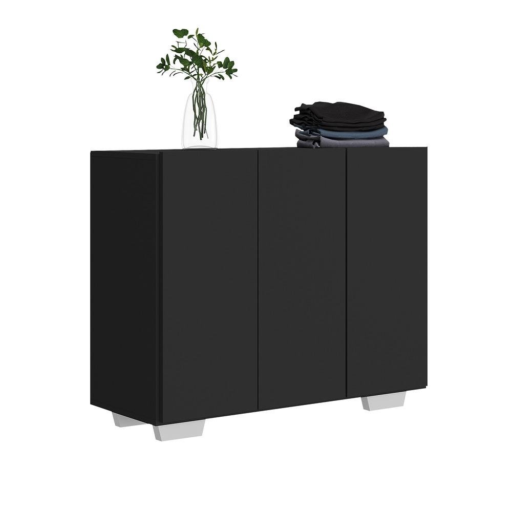 Armario Lavanderia com 3 Portas 90 cm Multimoveis MP5034 Preto/Branco