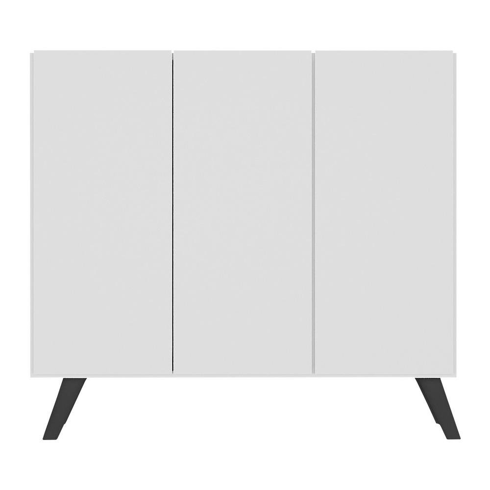 Sapateira Retro 3 Portas Nina Multimoveis MP6018 Branca/Preta