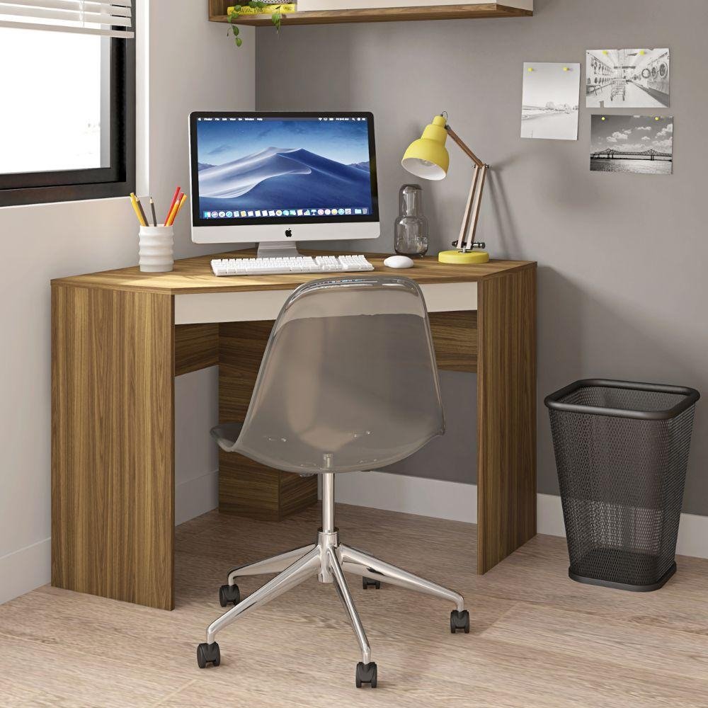 Mesa de Canto Computador Estudos Escritório Quarto Recta Lâmina Mel Off ...