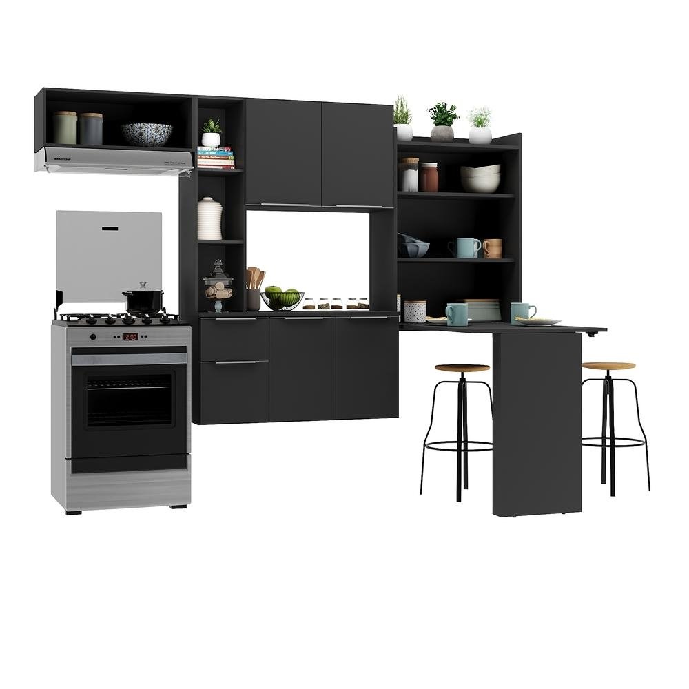 Armario de Cozinha Compacta com Mesa Dobravel Sofia Multimoveis V2009