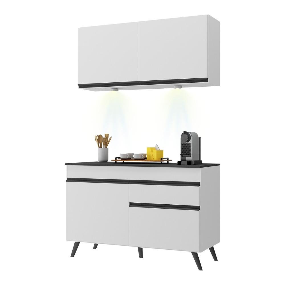 Armario de Cozinha Compacta 120cm com Leds Veneza Up Multimoveis V2012