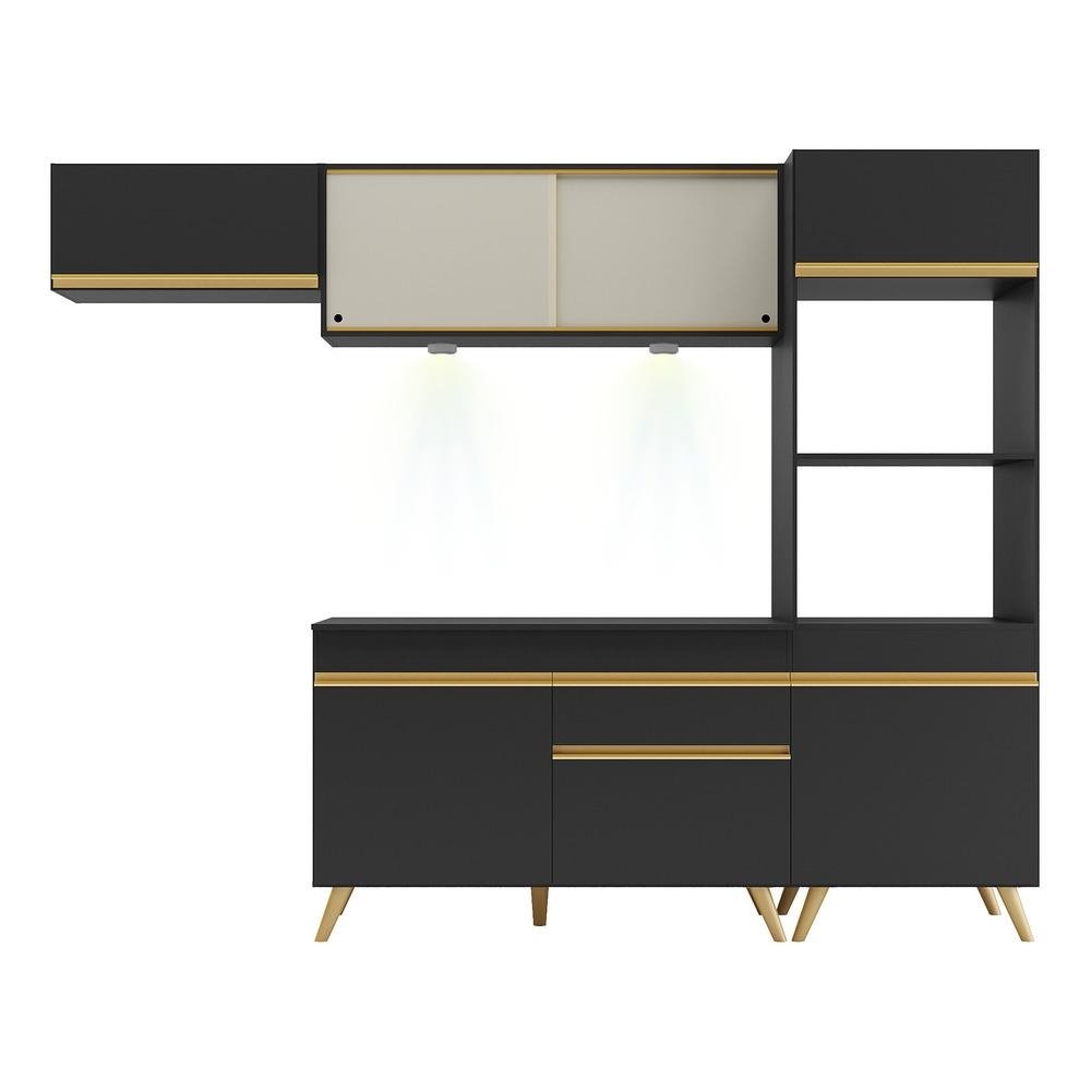 Armario de Cozinha Compacta 252cm com Leds Veneza Up Multimoveis V2016