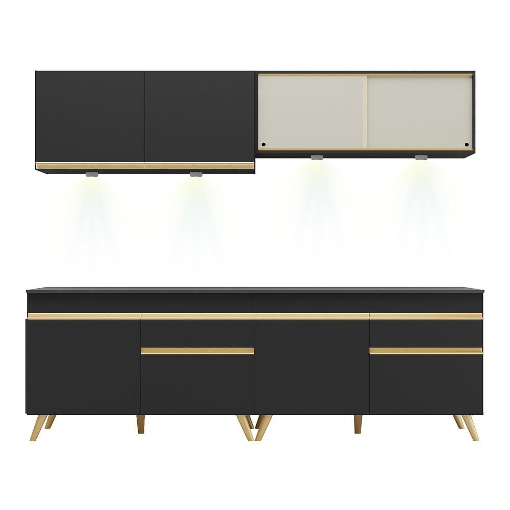 Armario de Cozinha Compacta 240cm com Leds Veneza Up Multimoveis V2021