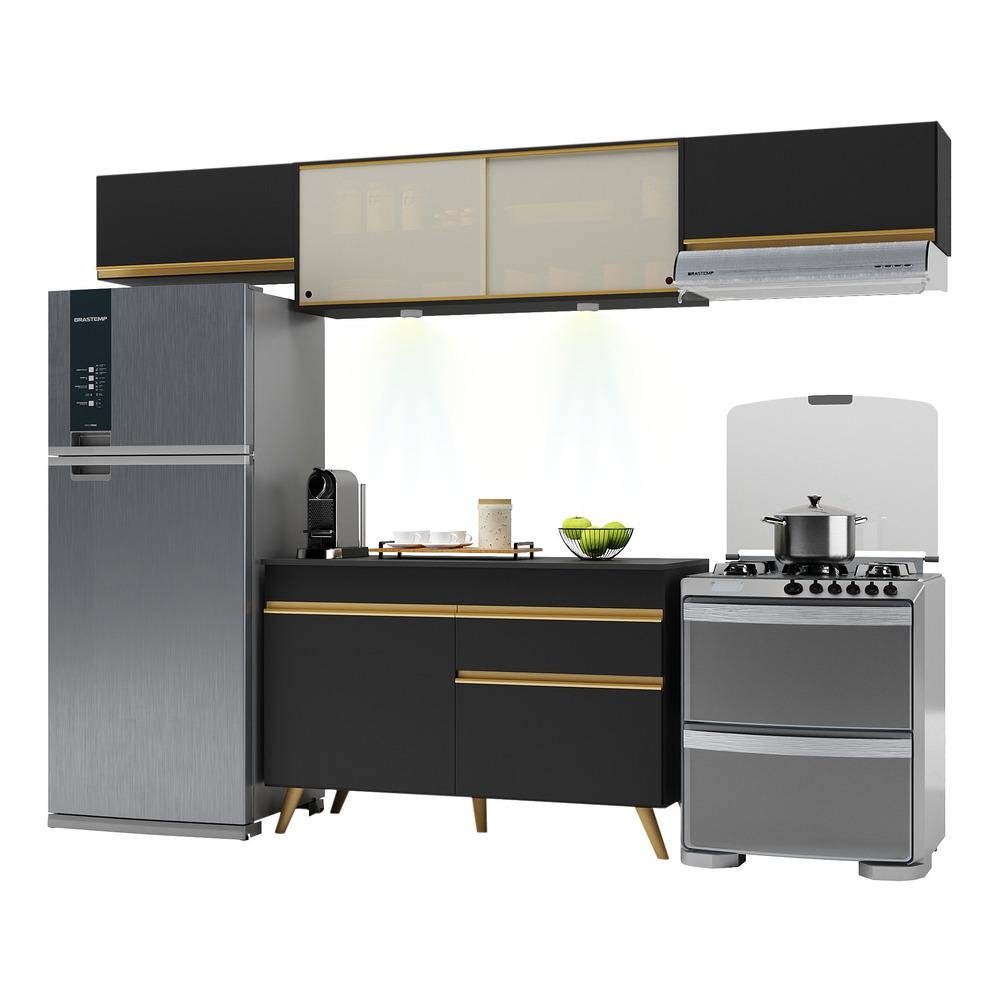 Armario de Cozinha Compacta 260cm com Leds Veneza Up Multimoveis V2023