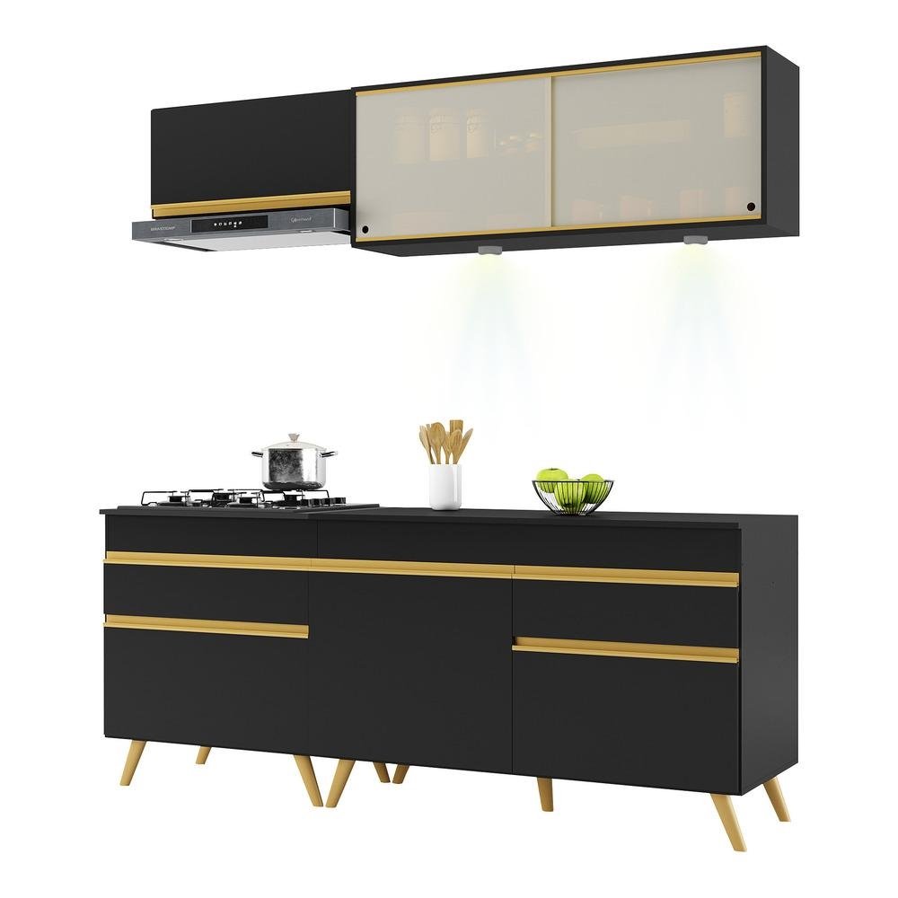 Armario de Cozinha Compacta 190cm com Leds Veneza Up Multimoveis V2031