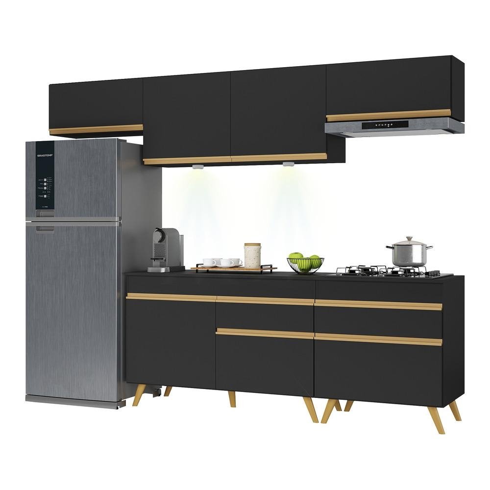 Armario de Cozinha Completa 260cm com Leds Veneza Up Multimoveis V2032