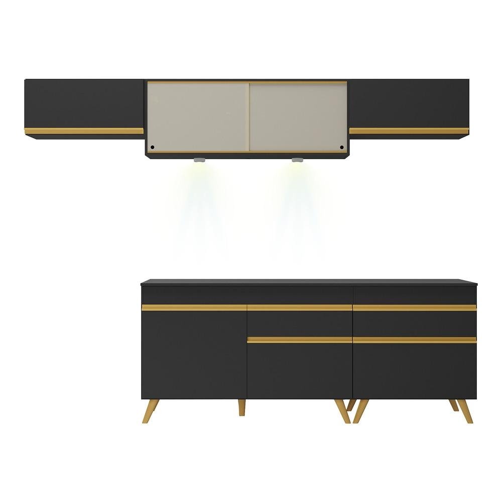 Armario de Cozinha Completa 260cm com Leds Veneza Up Multimoveis V2033