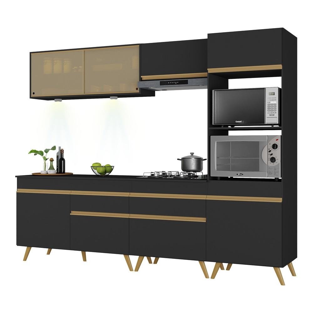 Armario de Cozinha Completa 252cm com Leds Veneza Up Multimoveis V2037