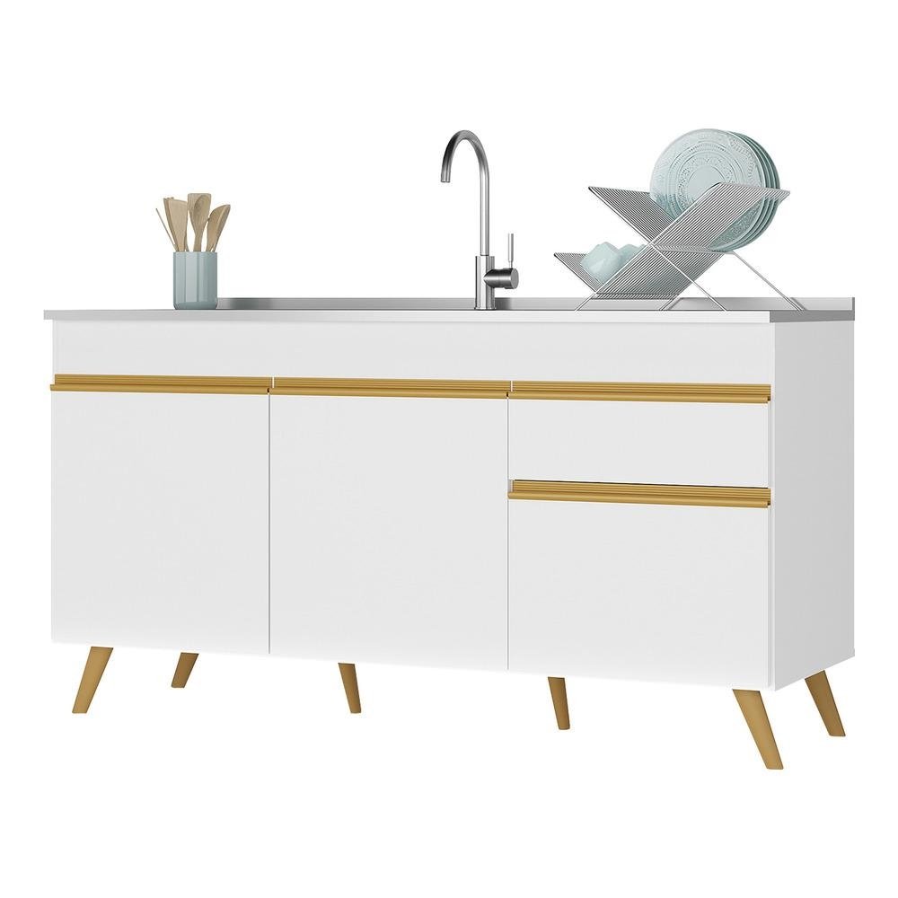 Balcao Cozinha Gabinete Pia 150cm 3 Portas 1 Gaveta Veneza Multimoveis V2072