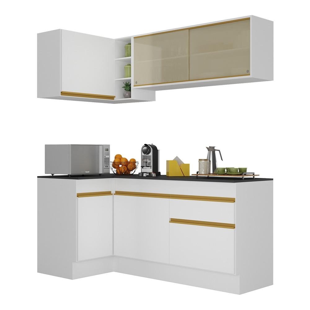 Armario de Cozinha Compacta de Canto com Rodape Veneza Multimoveis V2091