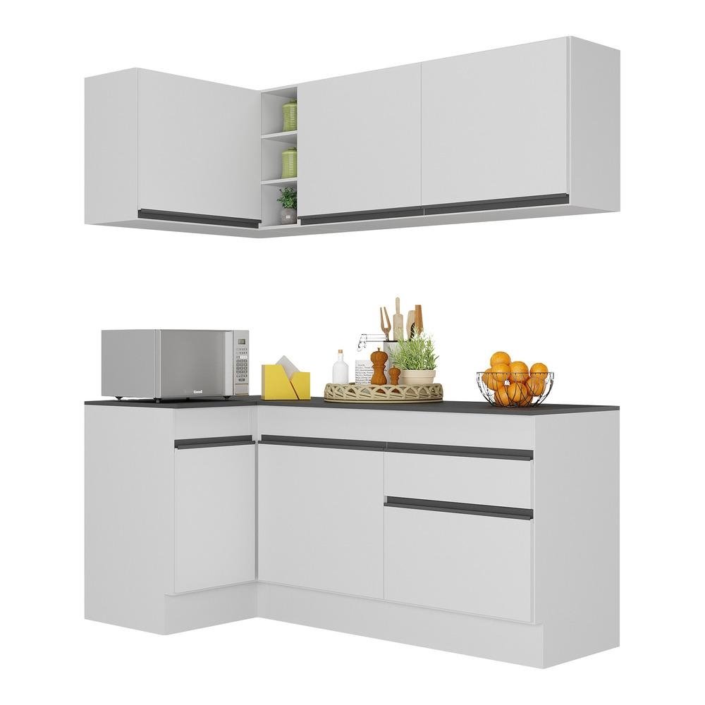 Armario de Cozinha Compacta de Canto com Rodape Veneza Multimoveis V2092