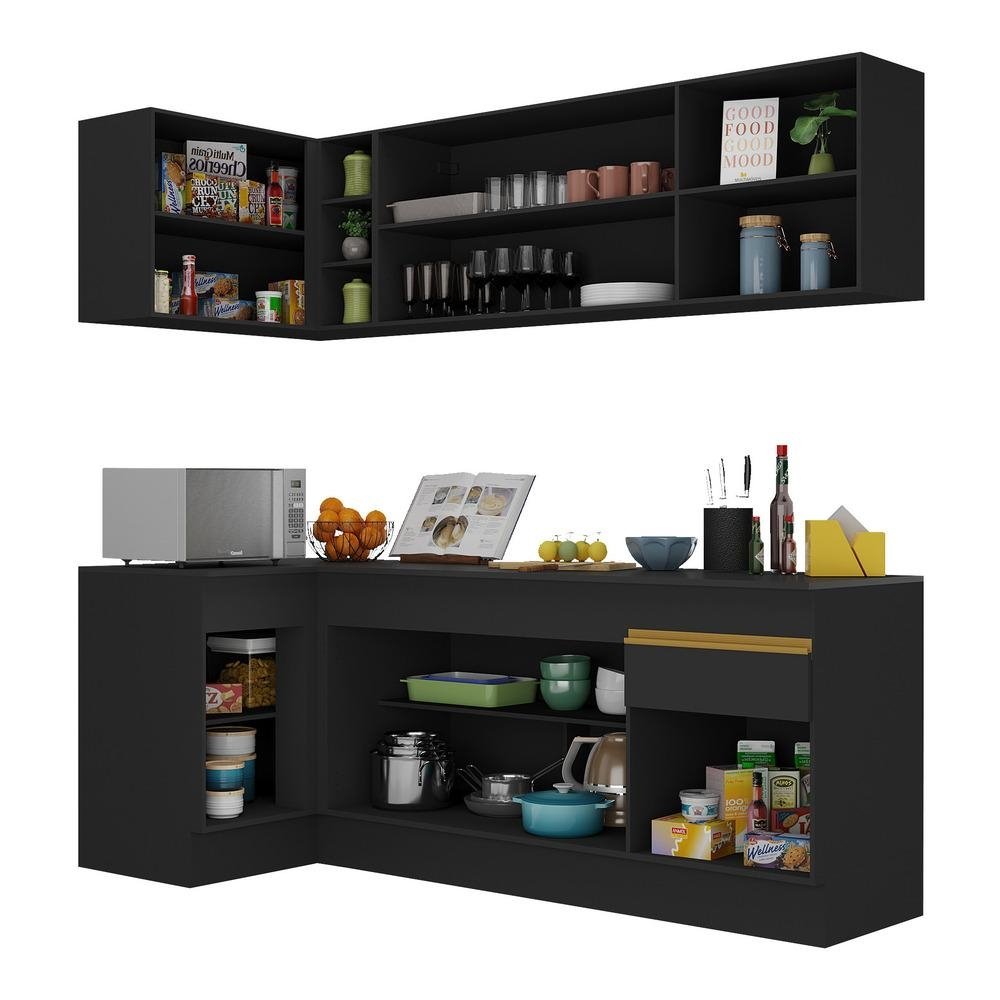 Armario de Cozinha Compacta de Canto com Rodape Veneza Multimoveis V2093