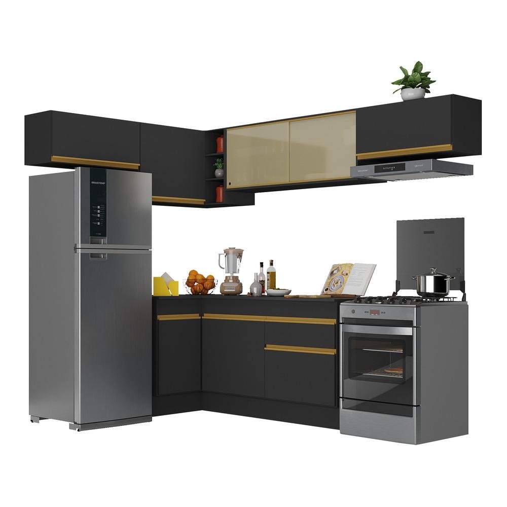 Armario de Cozinha Completa de Canto com Rodape Veneza Multimoveis V2095