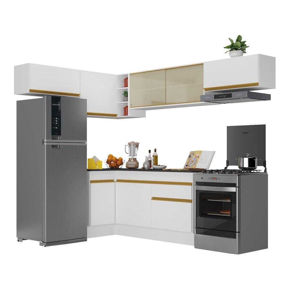 Armario de Cozinha Completa de Canto com Rodape Veneza Multimoveis V2095