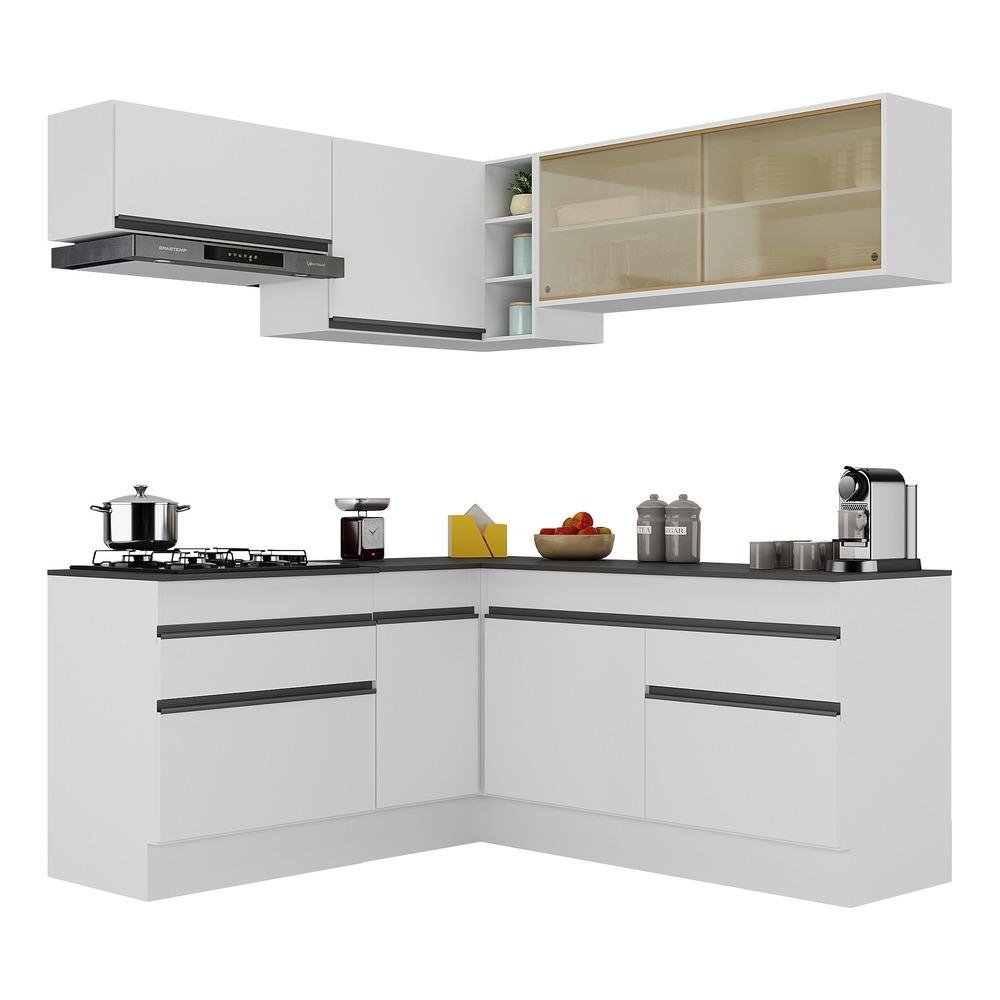 Armario de Cozinha Completa de Canto com Rodape Veneza Multimoveis V2097