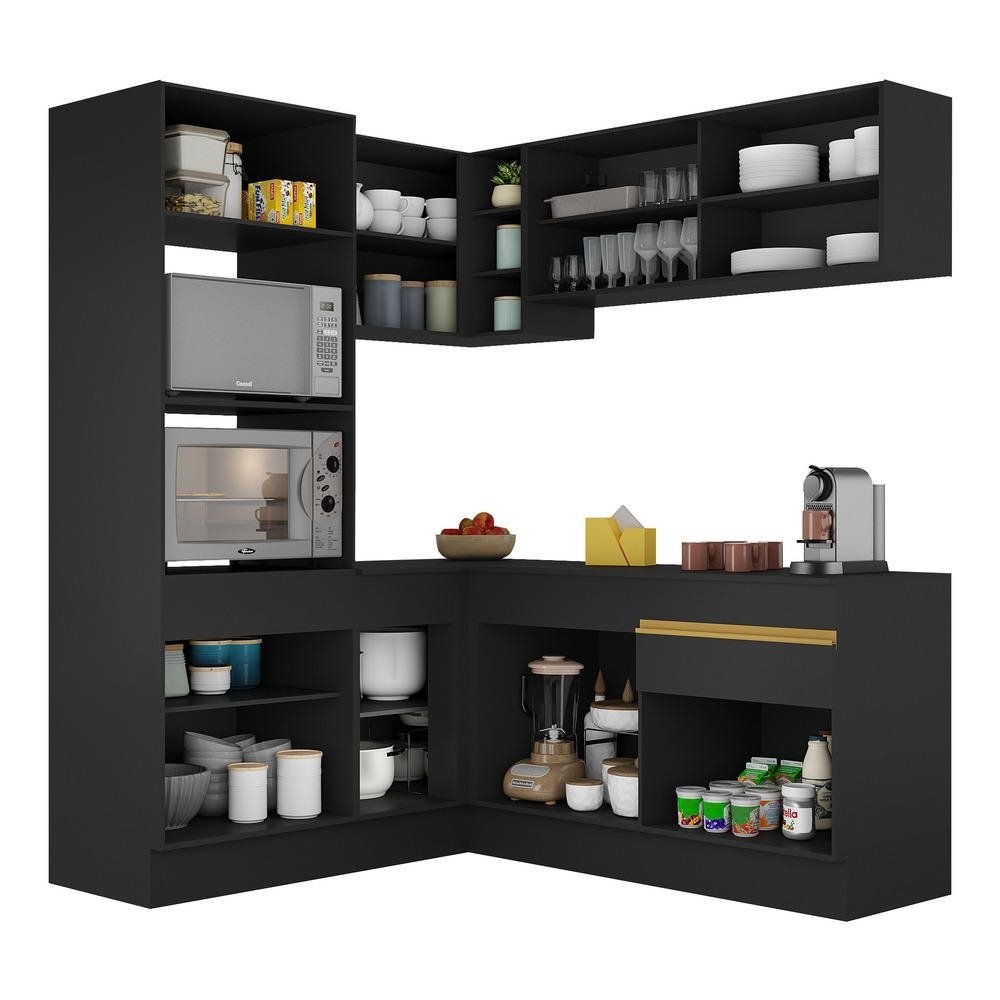 Armario de Cozinha Completa de Canto com Rodape Veneza Multimoveis V2098