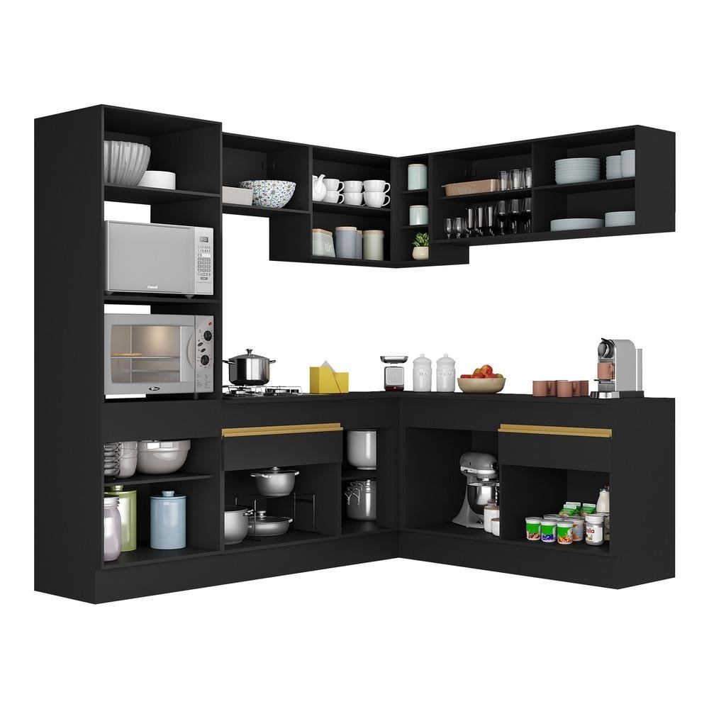 Armario de Cozinha Completa de Canto com Rodape Veneza Multimoveis V2099