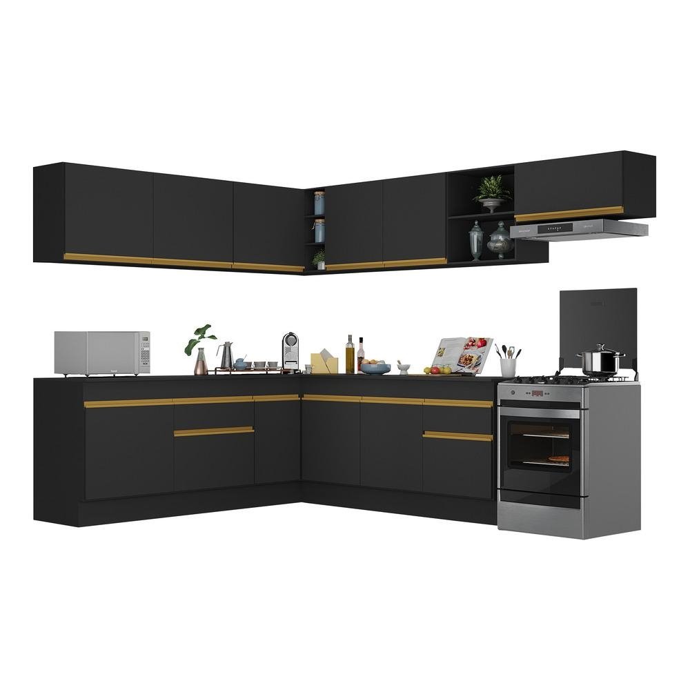 Armario de Cozinha Completa de Canto com Rodape Veneza Multimoveis V2103
